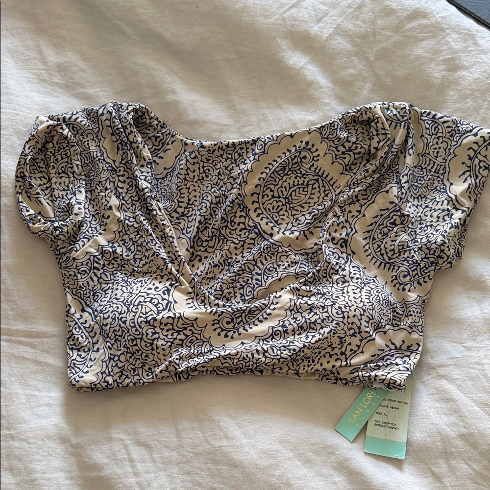 San Lorenzo Paisley Crop Swim Top